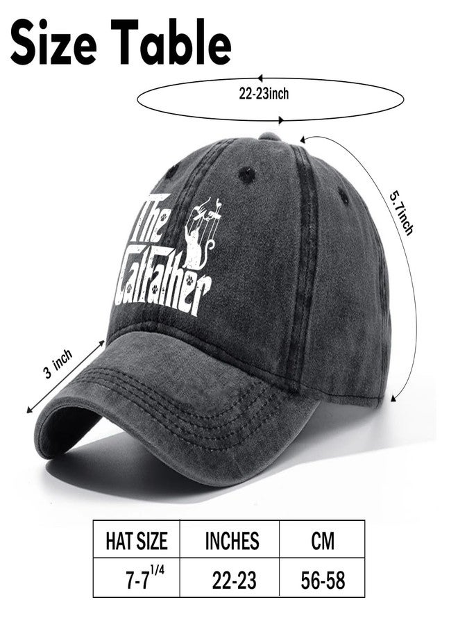 rofiowa The Catfather Adjustable Washed Cotton Baseball Cap, Funny Retro Trucker Hat Outdoor Accessories for Men Grandpa Dad Husband Cat Lover, Retirement Birthday for Cat Dad - Image 2